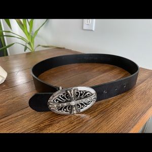 Black leather belt